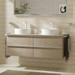 Hansgrohe Xelu Q Konzolos mosdószekrény négy fiókkal 1360/550 mosdótálakhoz, matt fehér fogantyú/természetes tölgy 54088700 (54088700)