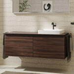 Hansgrohe Xelu Q Dupla Konzolos mosdószekrény 1360/550 mosdótálakhoz, matt fekete fogantyú/sötét dió 54069670 (54069670)