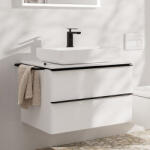 Hansgrohe Xelu Q Konzolos két fiókos mosdószekrény 780/550 mosdótálakhoz, matt fekete fogantyú/magasfényű fehér 54074670 (54074670)