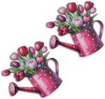  Nyomtatott dekorkarton - Virágos kanna - tulipán 8, 9x9cm 2db/csomag