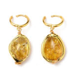  Arany Színű Sárga Kvarc Ásvány Fülbevaló 39-48mm