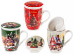 Decorer Set 3 cani cu infuzor Craciun portelan multicolor 8x11.5 cm, 300 ml (A72.13.59)