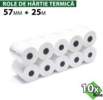 ROLTECH Rola hartie termica ROLTECH, 57mm x 25m, tub 12mm, 48g, 10 role/pachet