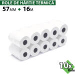 ROLTECH Rola hartie termica ROLTECH, 57mm x 16m, tub 12mm, 48g, 10 role/pachet