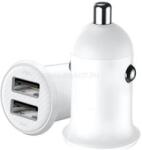 BlackBird Autós Szivargyújtós Adapter 2xUSB + beépített Micro USB kábel (fehér) (BH1590) (BH1590)