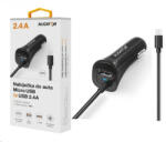 Aligator Aligátor autós töltő Turbó töltés, 12/24 V, 2, 4 A, microUSB, 1x USB kimenet, fekete (CHA0027)