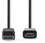 Nedis CCGB37100BK20 - DisplayPort - HDMI kábel | DisplayPort dugó - HDMI csatlakozó | 2 m | Fekete (CCGB37100BK20)
