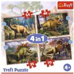 Trefl Puzzle Trefl 4 in 1 Dinozaurii Interesanti, 35/48/54/70 piese Puzzle