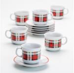 Výrobce po 1 ks Kávéskészlet 6x Kerámia pohár csészealjjal kockás (KK03080)