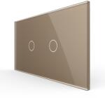 LIVOLO Intrerupator Simplu + Simplu cu Touch LIVOLO cu Rama Din Sticla, Standard Italian, 4M - culoare auriu