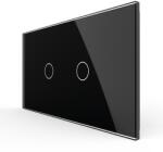LIVOLO Intrerupator Simplu + Simplu cu Touch LIVOLO cu Rama Din Sticla, Standard Italian, 4M - culoare negru
