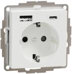 Schneider Electric MTN2367-0325 MERTEN 2P+F aljzat, GYV, kettős USB töltővel, rugós bekötés, 16A / 3A, A+C, aktívfehér (MTN2367-0325)