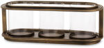 ART-POL Modern ovális bronzos fém mécsestartó üvegbúrával 3db mécses számára 17x49x19cm (175630)