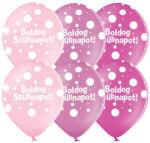  11 inch-es Boldog Szülinapot Big Polka Dots II Lufi Lányos Színekben (6 db/csomag)