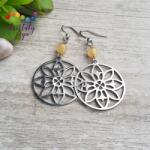 Kristály Jóga Shop Rutilkvarc 6 mm-es ásvány fülbevaló, mandalával