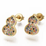  Arany Színű Színes Cirkónia Strasszos Bedugós Fülbevaló 11, 5x8mm