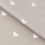 Goldea pamutvászon - szívecskék, latté színű alapon 160 cm