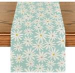 Artoid Fashion Traversa de masa flori de musetel fundal albastru, 40x140 cm Fata de masa