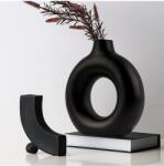 ACASIMO Vază din ceramică pentru iarba pampas, Negru