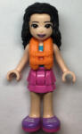 LEGO® Minifigurák Friends Emma, Dark Pink Layered Skirt, White Top with Paw Print Undershirt, Life Jacket frnd493 (frnd493)