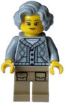 LEGO® Minifigurák Háztulajdonos - nő, világos kékesszürke, kötésű kábelkardigán pulóver, sötétbarna lábak zsebekkel, h hol326 (hol326)