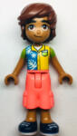 LEGO® Minifigurák Friends Leo - Dark Azure, Yellow, and Lime Shirt, Coral Trousers Cropped Large Pockets, Dark Blue Sh frnd581 (frnd581)