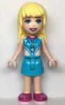 LEGO® Minifigurák Friends Stephanie, Medium Azure Skirt, White and Medium Azure Top with Magenta Collar frnd544 (frnd544)