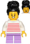 LEGO® Minifigurák Girl, White with Red Stripes Sweater, Medium Lavender Short Legs cty1019 (cty1019)