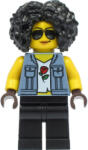 LEGO® Minifigurák Női Stuntz Versenyző - Homokkék Mellény és Fekete Nadrág cty1330 (cty1330)
