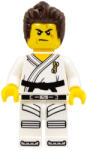 LEGO® Minifigurák Harcos, férfi, karate ruha fekete övvel, sötétbarna haj, sebhelyes szem - kiegészítő nélkül col262 (col262)