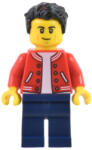 LEGO® Minifigurák Man - Red Jacket, Dark Blue Legs, Black Hair, Smirk and Cheek Lines cty1440 (cty1440)