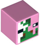 LEGO® Alkatrészek (Pick a Brick) Világos Rózsaszín Minifigura Fej - Minecraft Zombi Malacember 6162507 (6162507)