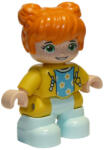 LEGO® Minifigurák Duplo Figure Lego Ville, Child Girl, Light Aqua Legs, Yellow Jacket with Medium Azure Top with Flowe 47205pb084 (47205pb084)
