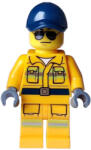 LEGO® Minifigurák Stuntz Crew - Male, Bright Light Orange Suit with Reflective Stripes, Dark Blue Cap, Sunglasses cty1592 (cty1592)
