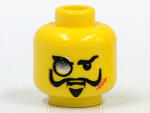 LEGO® Alkatrészek (Pick a Brick) Sárga Minifigura Fej - Monoklival, Bajusszal és Sebhelyes Arccal 3626bpx127 (3626bpx127)
