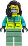 LEGO® Minifigurák Ambulance Driver - Female, Dark Turquoise and Neon Yellow Safety Vest, Sand Green Legs, Black Hair, cty1569 (cty1569)