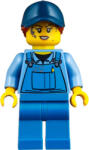 LEGO® Minifigurák Mechanic - Female, Medium Blue Shirt and Blue Overalls, Blue Legs, Dark Blue Cap with Dark Orange Po twn358 (twn358)