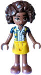 LEGO® Minifigurák Friends Aliya - Dark Blue Vest with Diamonds over White Blouse, Yellow Skirt, Metallic Pink Sandals frnd609 (frnd609)