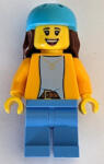 LEGO® Minifigurák Scooter Rider - Female, Bright Light Orange Jacket, Medium Blue Legs, Medium Azure Helmet, Reddish B cty1594 (cty1594)