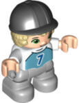 LEGO® Minifigurák Duplo Figure Lego Ville, Child Boy, Light Bluish Gray Legs, Medium Azure Top with Number 7, Tan Hair 47205pb081 (47205pb081)