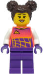 LEGO® Minifigurák Stuntz Driver - Female, Coral Racing Shirt with White Arms, Dark Purple Legs, Dark Brown Hair with B cty1331 (cty1331)