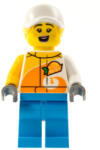 LEGO® Minifigurák Stuntz Crew - Female, Bright Light Orange and White 'ViTA RUSH' Jacket, Dark Azure Legs, White Cap w cty1314 (cty1314)
