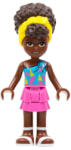 LEGO® Minifigurák Friends Nandi - Dark Azure Single Strap Tank Top, Dark Pink Skirt, White Sandals, Yellow Head Wrap frnd483 (frnd483)