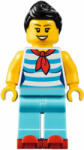 LEGO® Minifigurák Downtown Diner Waitress - Female, Dark Azure and White Striped Shirt with Red Scarf, Medium Azure Le twn312 (twn312)