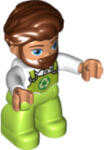 LEGO® Minifigurák Duplo Figure Lego Ville, Male, Lime Legs with Overalls and Recycling Logo, Reddish Brown Hair and Be 47394pb314 (47394pb314)
