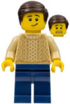 LEGO® Minifigurák Male with Tan Knit Sweater, Dark Blue Legs and Dark Brown Hair twn388 (twn388)