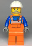 LEGO® Minifigurák Construction Worker - Male, Orange Overalls with Reflective Stripe and Buckles over Blue Shirt, Oran cty0971 (cty0971)