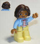 LEGO® Minifigurák Duplo Figure Lego Ville, Female, Bright Light Yellow Legs, Bright Light Blue Top with Coral and Whit 47394pb284 (47394pb284)