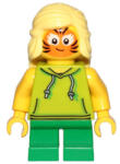LEGO® Minifigurák Girl, Lime Hoodie, Green Short Legs, Orange Cat Face Paint cty1014 (cty1014)