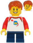 LEGO® Minifigurák Boy with Classic Space Shirt with Red Sleeves, Dark Blue Short Legs, Dark Orange Hair twn397 (twn397)